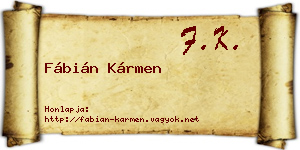 Fábián Kármen névjegykártya